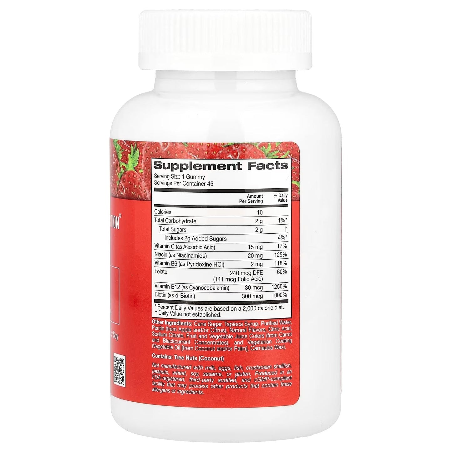 California Gold Nutrition, B Complex Gummies with Vitamins B6 and B12, Folate, and Biotin, Strawberry, 45 Vegetarian Gummies