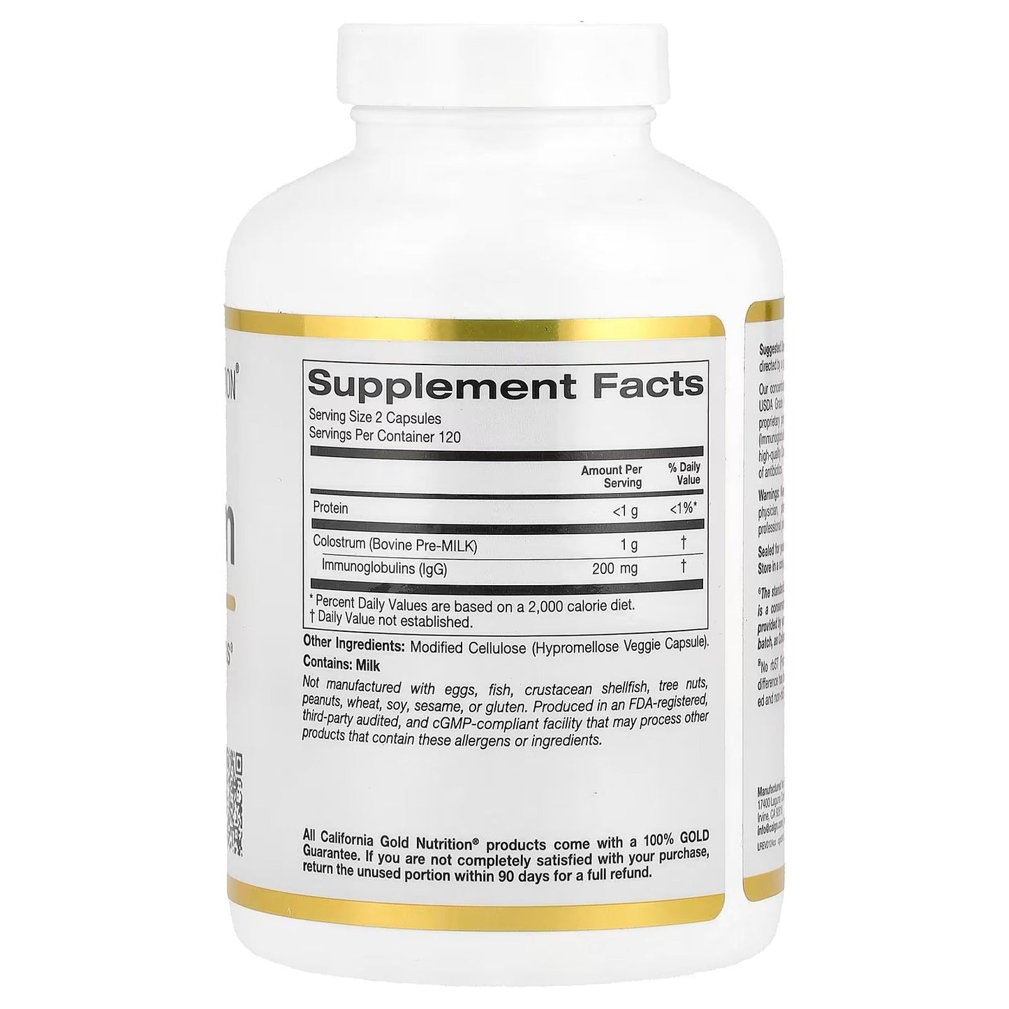 California Gold Nutrition, Colostrum with 20% IgG Immunoglobulins, 240 Veggie Capsules