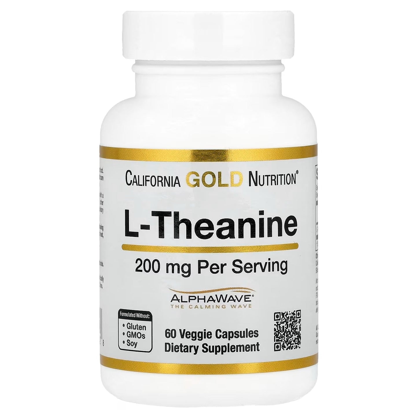 California Gold Nutrition, L-Theanine, Featuring AlphaWave®, 200 mg, 60 Veggie Capsules