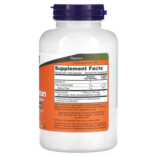 NOW Foods, Glucomannan, 180 Veg Capsules (575 mg Per Capsule)