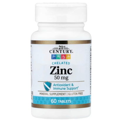 21st Century, Chelated Zinc, 50 mg, 60 Tablets