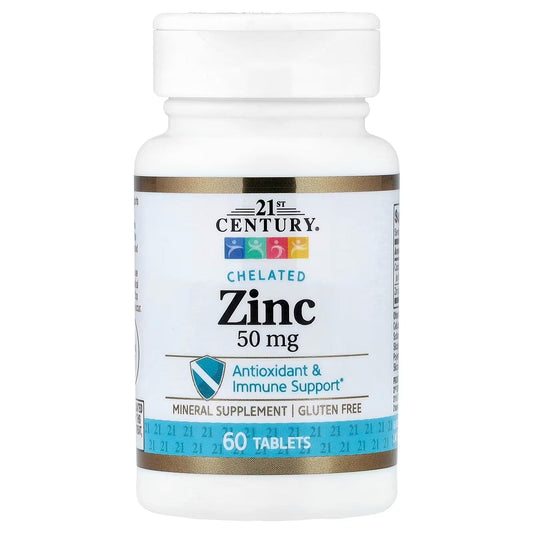 21st Century, Chelated Zinc, 50 mg, 60 Tablets