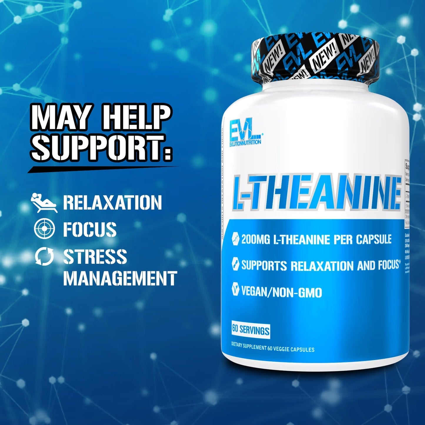EVLution Nutrition, L-Theanine, 200 mg, 60 Veggie Capsules