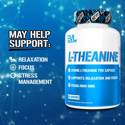 EVLution Nutrition, L-Theanine, 200 mg, 60 Veggie Capsules