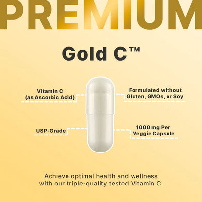California Gold Nutrition, Gold C™, USP Grade Vitamin C, 1,000 mg, 60 Veggie Capsules