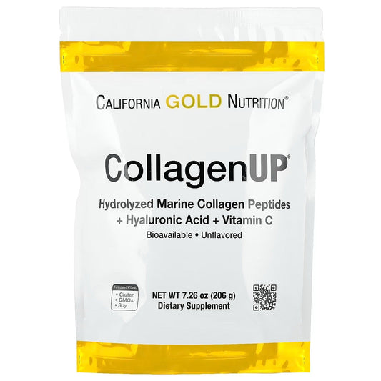 California Gold Nutrition, CollagenUP®, Hydrolyzed Marine Collagen Peptides with Hyaluronic Acid and Vitamin C, Unflavored, 7.26 oz (206 g)