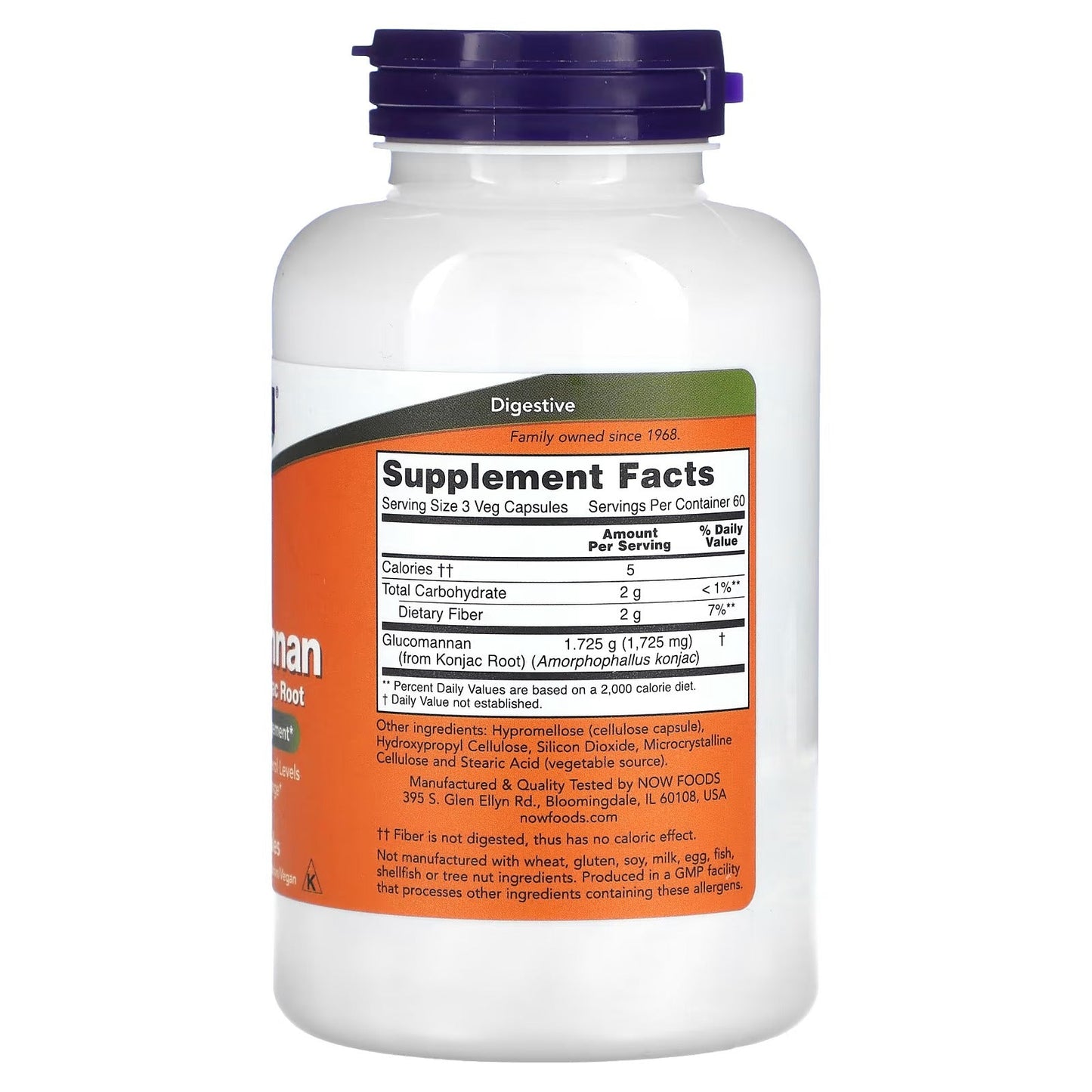 NOW Foods, Glucomannan, 180 Veg Capsules (575 mg Per Capsule)