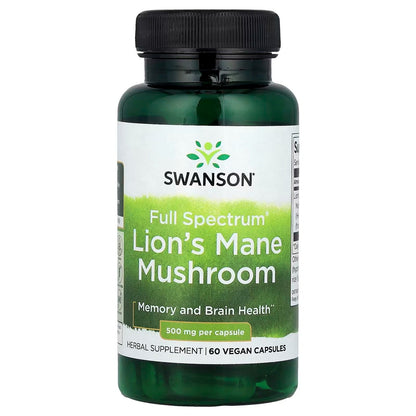 Swanson, Full Spectrum® Lion's Mane Mushroom, 500 mg, 60 Vegan Capsules