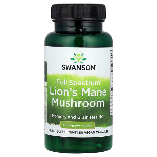Swanson, Full Spectrum® Lion's Mane Mushroom, 500 mg, 60 Vegan Capsules