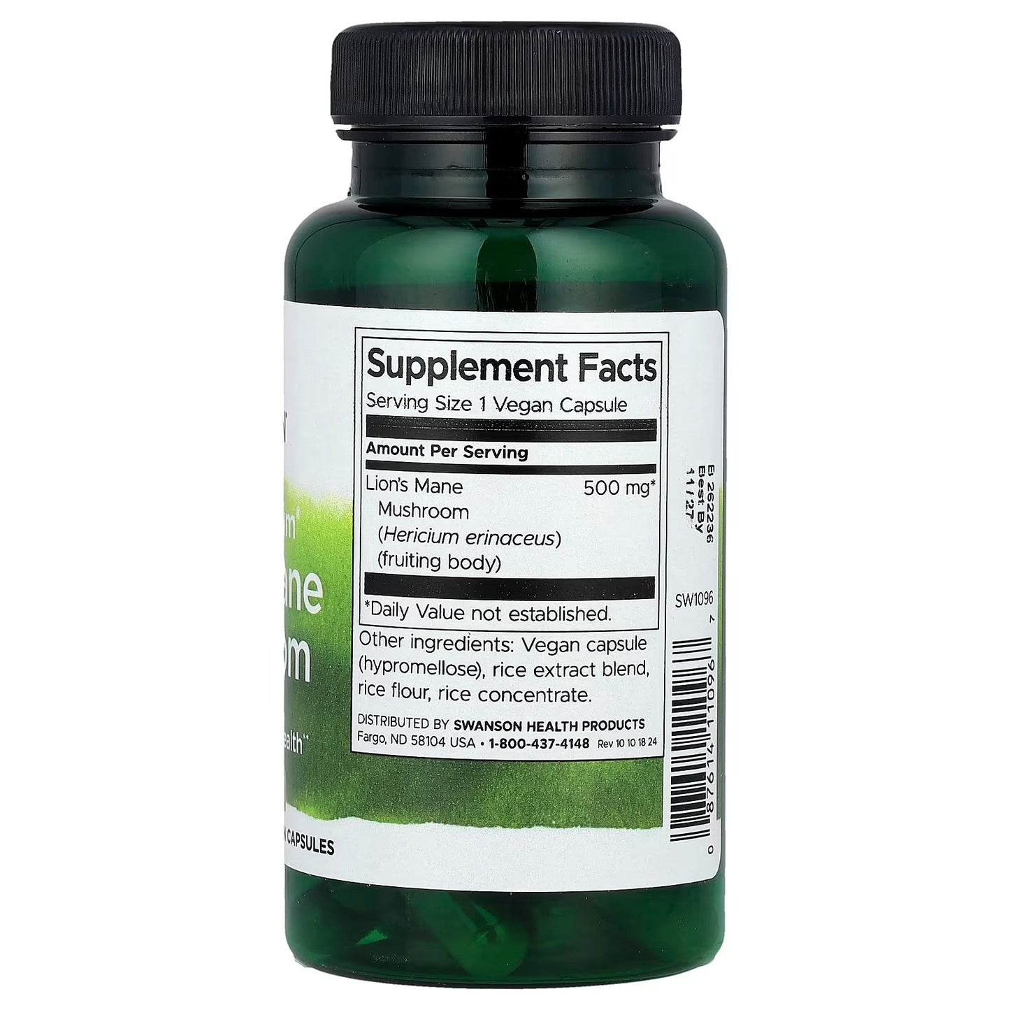 Swanson, Full Spectrum® Lion's Mane Mushroom, 500 mg, 60 Vegan Capsules
