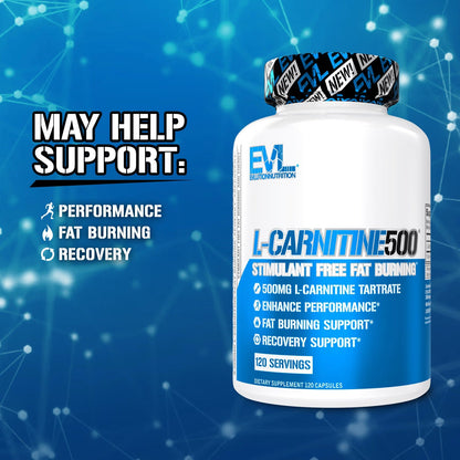 EVLution Nutrition, L-Carnitine500®, 500 mg, 120 Capsules